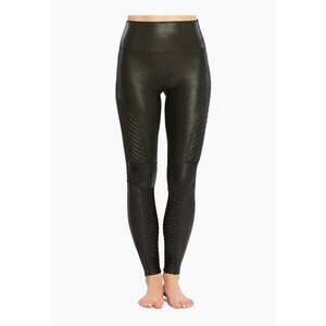 Spanx Leggings Womens Medium Black Faux Leather Moto Slimming Compression